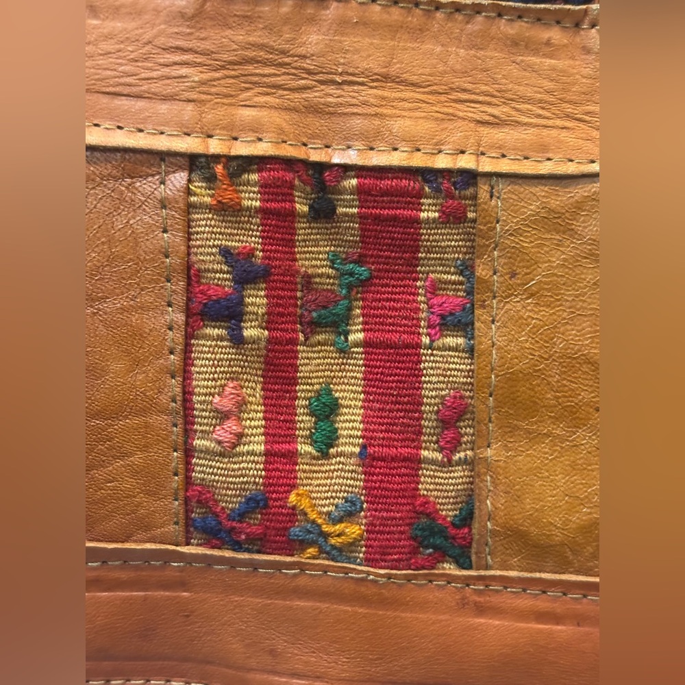 Patchwork Tote Bag - Multicolor Leather Cotton Ba… - image 7